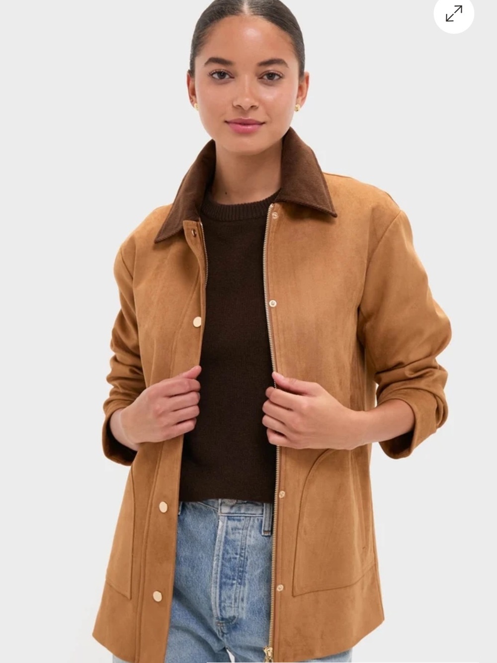 TUCKERNUCK Hyacinth House Chestnut Faux Suede Cody Barn Jacket Size Small S $198